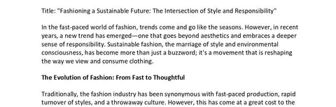 Sustainability in fashion