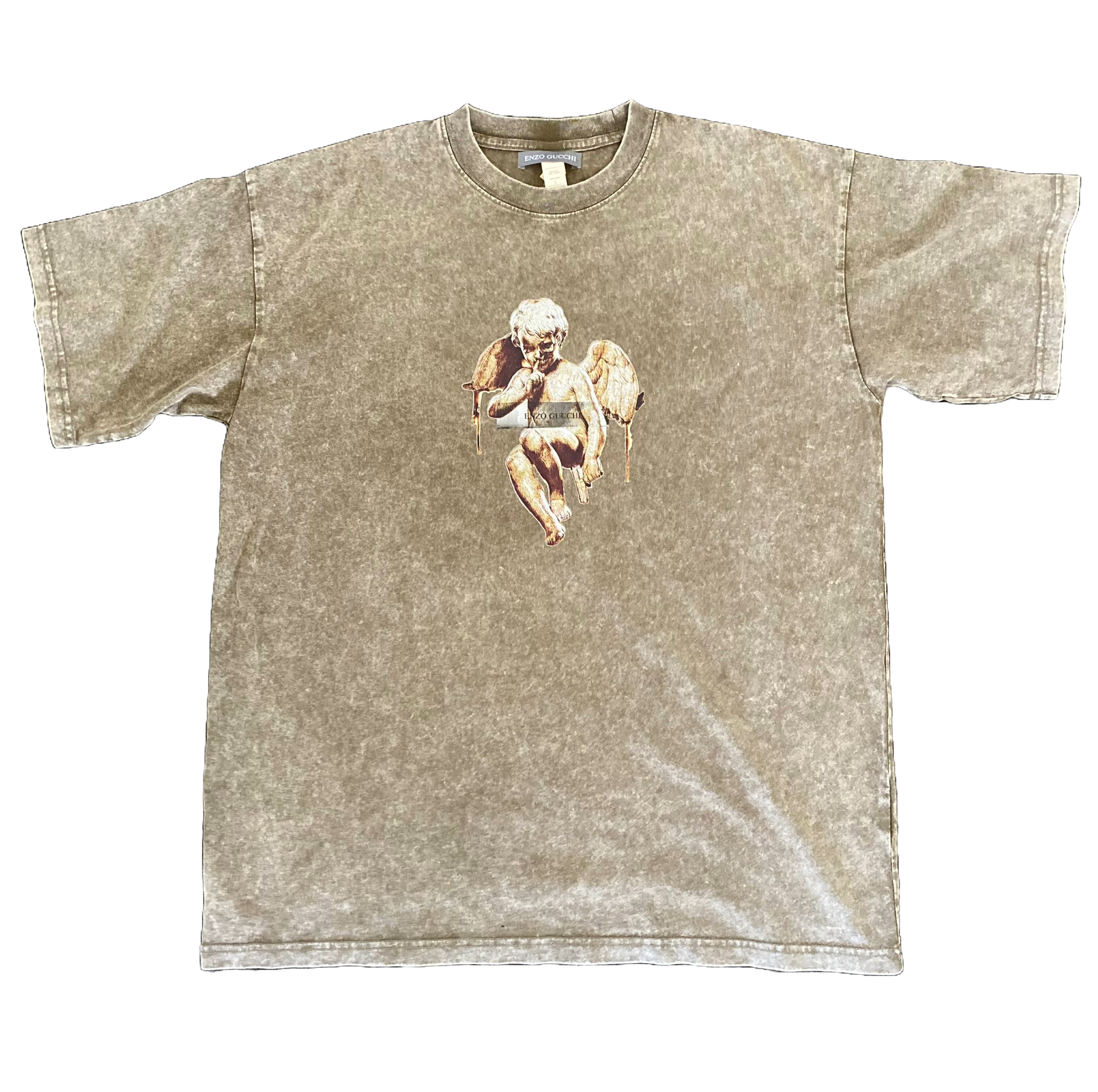 Enzo Gucchi Graphic Cupid Print Tee Shirts - Medium / Brown